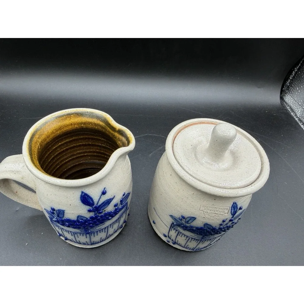 Salmon Falls Stoneware Creamer & Sugar Set 1995